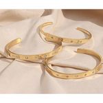 Boutique NEW Unisex Gold Plated 316L Simulated Diamond Star Cuff Bracelet, Adjustable Photo 4