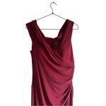 La Femme Pleated Off Shoulder Jersey Gown Wine Burgundy 12 Photo 4