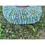 Coldwater Creek  Woven Raffia Satchel Handbag Wood Handle Turquoise Green‎ Photo 3