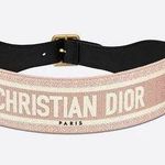 Christian Dior  Embroidered Canvas Leather Pink Belt Photo 0