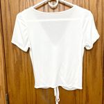 White Short Sleeve Crop Top V Photo 1