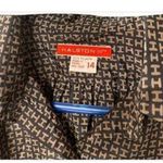 H by Halston Halston III Beautiful Vintage Signature Print Blouse Top Black & Beige Photo 2