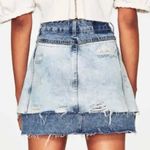 ZARA  Women’s TRX IX’D Blogger Fave Distressed Denim Double Layer Mini Skirt Photo 9