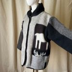 Vintage Norwegian Handwoven Wool Jacket Gray Black Moose Pattern Nordic Coat L Size L Photo 3
