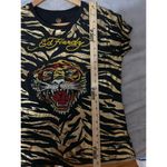 Ed Hardy  women’s size Medium Shirt size M Black Tiger Print Short Sleeves Cotton Photo 8