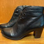 Antonio Melani Designer Black Leather Wood Heel Booties w/ Buckle Detail size 38 Photo 4