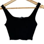 NWT Lulus Crop Top Womens M Black Ribbed Square Neck Sleeveless Minimalist Basic Size L Photo 3