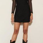 Self Portrait Black Purl Knit Lace Cut Out Dress Size 8 Photo 0