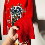 Vintage 90s Metropolitan New York Red Ugly Tree Bows Candy Cane Sweater Size S Photo 6