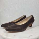 Salvatore Ferragamo  Pumps Womens 9.5 AA Brown Calf Leather Block Kitten Heel Photo 1