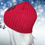 Nwot! Warm tight knit red beanie with black logo! Photo 3