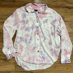 Torrid  Shirt Top Button Front Blouse Long Sleeve Pocket Pink/Purple Tie Dye Sz 0 Photo 0
