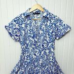 ZARA  OPENWORK EMBROIDERY MIDI White and Blue‎ DRESS Size L Photo 3