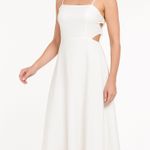 WAYF  Linen Blend Cut Out Bow Midi Dress in Ivory Photo 0