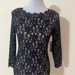 Eliza J  navy blue lace nude boat neckline knee length sheath dress NEW 6 Photo 1