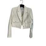 Rachel Zoe Striped Cropped Blazer Size 6 Ivory Pinstripe NWT Preppy Chic Photo 1