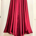 La Femme 29033 Faux Wrap Top Lace Up Back Satin Gown Photo 7