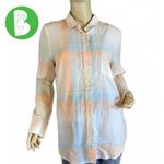 J.Crew "THE PERFECT SHIRT" PEACH & BLUE COTTON PLAID BUTTON DOWN (M) Photo 1