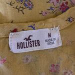 Hollister Yellow Floral Print Pleated Lace Trim High-Neck Peplum Tank Top Size M Photo 4