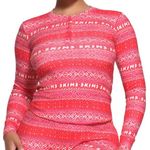 SKIMS  Logo Plush Red Pointelle Lounge Set Henley Top and Pants Photo 1