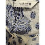 ZARA  Cotton Blend Boho Ruffle Tassel Tie Blue White Mini Dress Small NWOT Photo 5