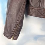 Cenci vintage cropped leather moto bomber jacket Brown Size M Photo 6