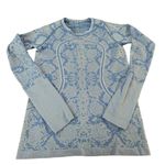 Lululemon  Size 8 Swiftly Tech Long Sleeve Bright Blue‎ Scale Print Athletic Rare Photo 2