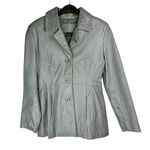 Vtg Y2K Brandon Thomas Leather Jacket Blazer Sz Small Grey Button Front Gray Photo 0