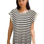 Free People striped short sleeve tshirt dress navy and beige terry cloth Photo 0