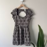 Anthropologie Deletta Black White Cutout Back Mini Dress A-Line Short Sleeve S Photo 2