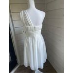 Donna Morgan NWT  One Shoulder Chiffon Pleated Dress Off White Size 4 Photo 9