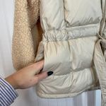 QED London Teddy Puffer Jacket Size 12 Beige Tie Waist Outdoor Warm Tan Photo 6