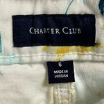 Charter Club Women’s Jean Bristol Capri White Teal Blue Flora Flowers Sz 6 NWOT Photo 2