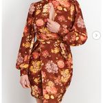 ASOS 70’s Wrap Floral Dress Mini Skirt GOGO Open Back Size 0 Keyhole Plunge Neckline Photo 2