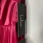 Lulus  Just Like a Movie Satin Strapless Pleated Midi Dress Small Pink Magenta Photo 3