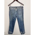 VTG RoccoBarocco Jeans Women’s Size 27 Floral Fish Embroidered Straight Leg Blue Photo 4