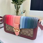 Coach GEORGIE SHOULDER BAG SIGNATURE CANVAS-RAINBOW LINEAR QUILTING C1530 Photo 4
