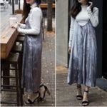 Maeve  Anthropologie Monique Gray Crushed Velvet Crop Wide Leg Jumpsuit Small Photo 12