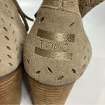 Toms  Majorca tan perforated suede heels peep toe block heels women’s size 9 Photo 4
