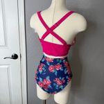 Yonique Twist Front Tummy Control Full Coverage Swimsuit, Pink Floral, 22W Photo 1