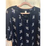 Old Navy  Navy Blue Floral Print Lace Up Ruffle Sleeve Tunic Dress Women's Size L Photo 1
