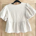 Lost + Wander  Coastal Dreams Puff-Sleeve Lace Up Blouse XS/S Babydoll Peplum Photo 4