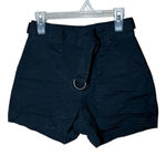 Hollister  Ultra High Rise‎ Mom Shorts 3 inch Black Belt Waist Size XS Photo 0