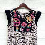 Savanna Jane Womens Dress Shift Leopard Animal Floral Embroidered Medium Black Photo 3
