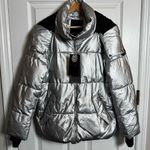 NOIZE Nikita Silver Metallic Puffer Jacket Vegan Hooded Size L NWT Canadian Size L Photo 0