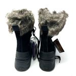 Khombu  Size 9 Boots Black Leather Lace Up‎ Faux Fur Side Zip Winter Mid Calf NWT Photo 3