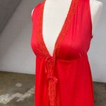 American Vintage Vintage red lace tie front maxi cardigan cape Photo 4