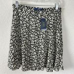Ralph Lauren Polo  Black White Ditsy Floral Women's A Line Mini Skirt Size 4 NWT Photo 2
