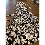 Ellen Tracy  Sleeveless midi Shirt Dress Self Tie Sash black white floral blossom Photo 8