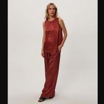 Michael Stars Cyrus Muse Rust Satin Wide Leg Pants S Photo 1